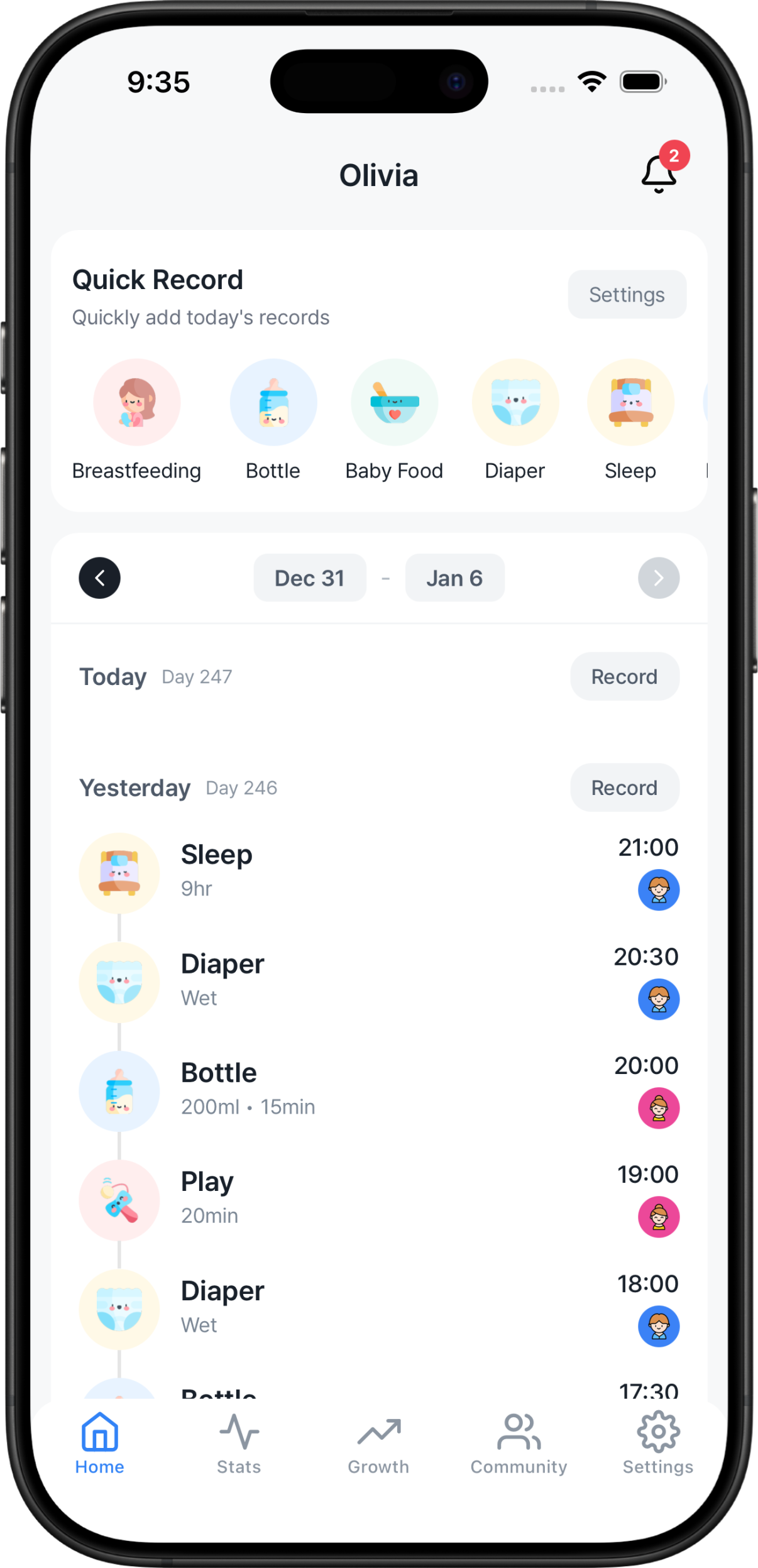 Record your baby's day and keep it safe
